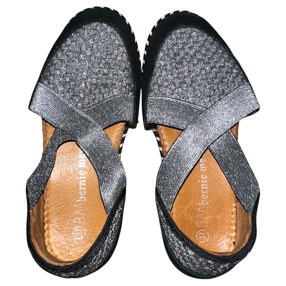 Bernie‎ Mev Flats Womens EU 37 Black Silver Stretch Comfort Shoes